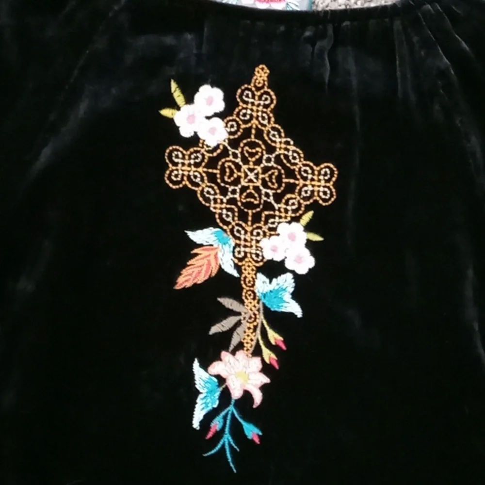 Johnny Was Esther Velvet Flare Sleeve  Peasant Blouse - Picture 7 of 11